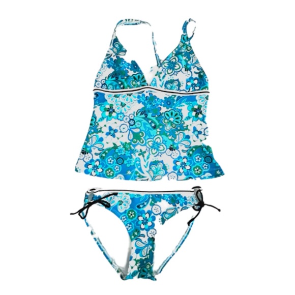 JAG Two Piece Blue Floral Swimsuit Size  Small P - Picture 1 of 13